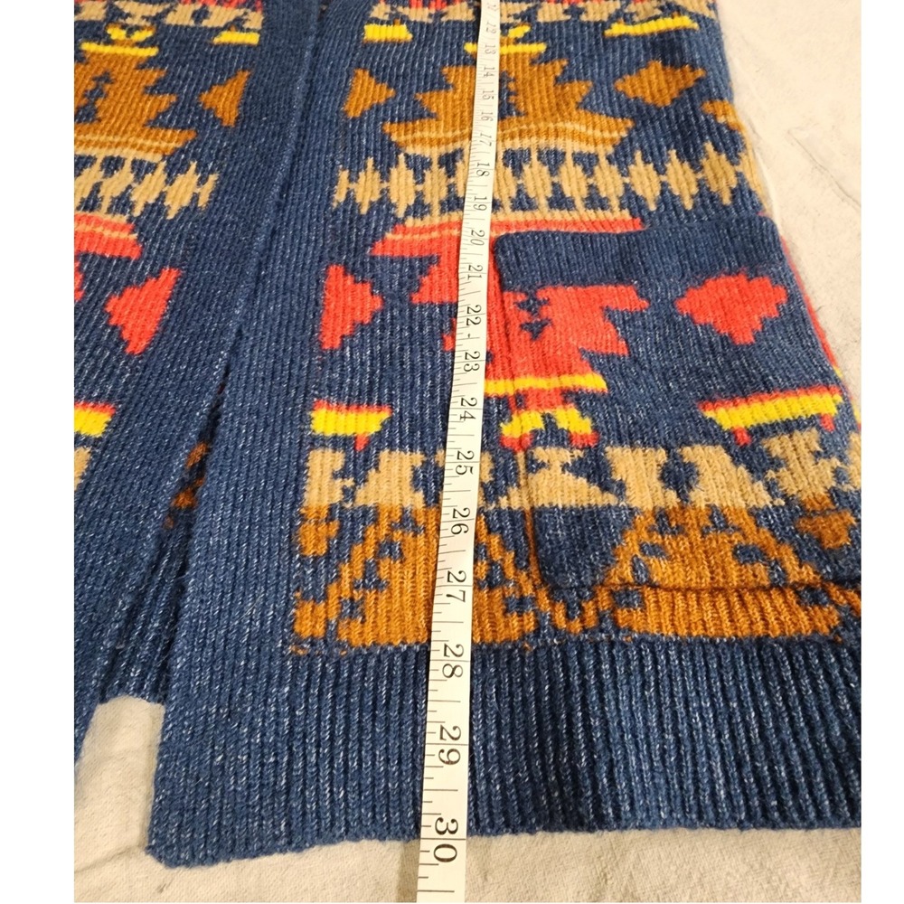 🌟Lucky Brand Southwestern Aztec Cardigan Sweater Blue Multicolor boho western - Picture 6 of 10